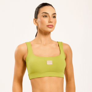 Top Monarca Verde Fit Dance Poliamida Com Bojo